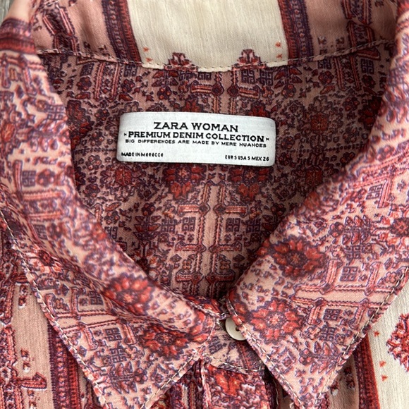 Zara Side Slit Sheer Button Down Shirt - Picture 3 of 5